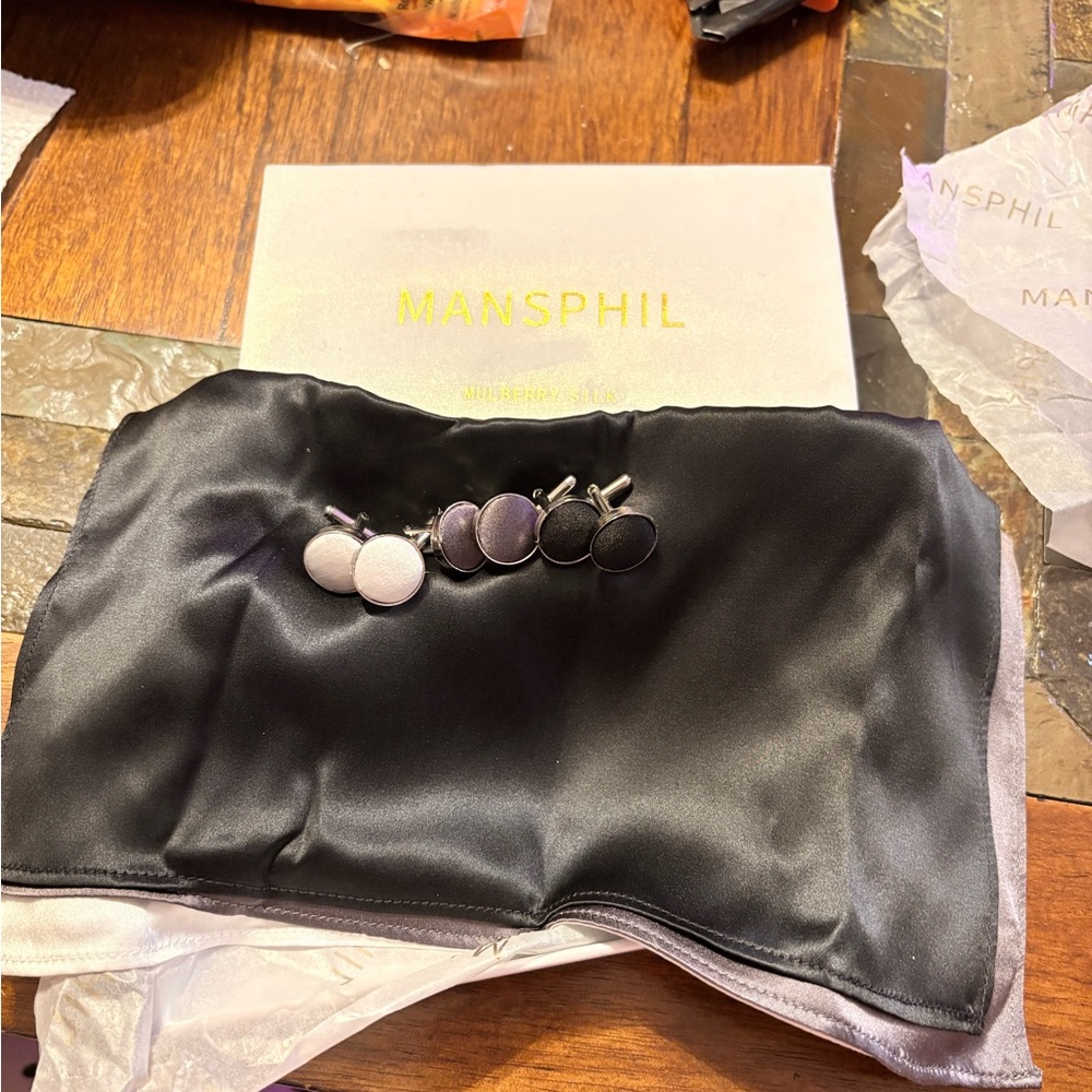 Elegant Silver and Black Cuff Links